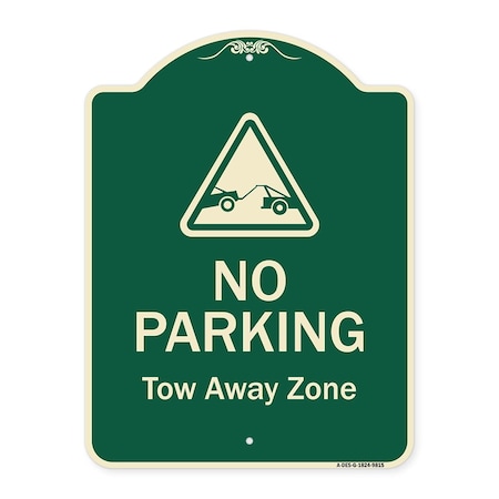 Signmission Designer Series-No Parking Tow Away Zone With Graphic, 24" x 18", G-1824-9815 A-DES-G-1824-9815